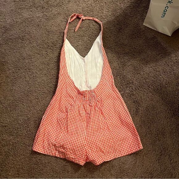 URBAN OUTFITTERS RED GINGHAM HALTER ROMPER - Picture 5 of 5